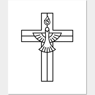 Christian cross and dove - a symbol of the Spirit Posters and Art